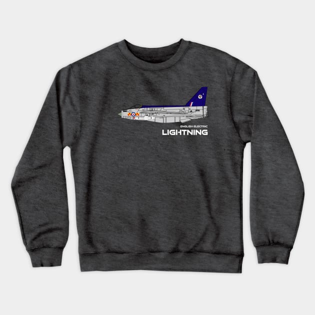 English Electric Lightning (92 Sqd RAF) Crewneck Sweatshirt by BearCaveDesigns